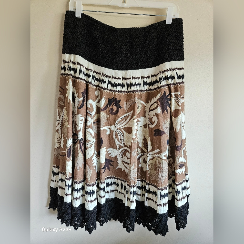 Coldwater Creek Crochet Elastic Waist Floral Print Skirt Size Med. - Picture 2 of 9